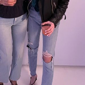 rag & bone Distressed Light Wash Straight Jeans